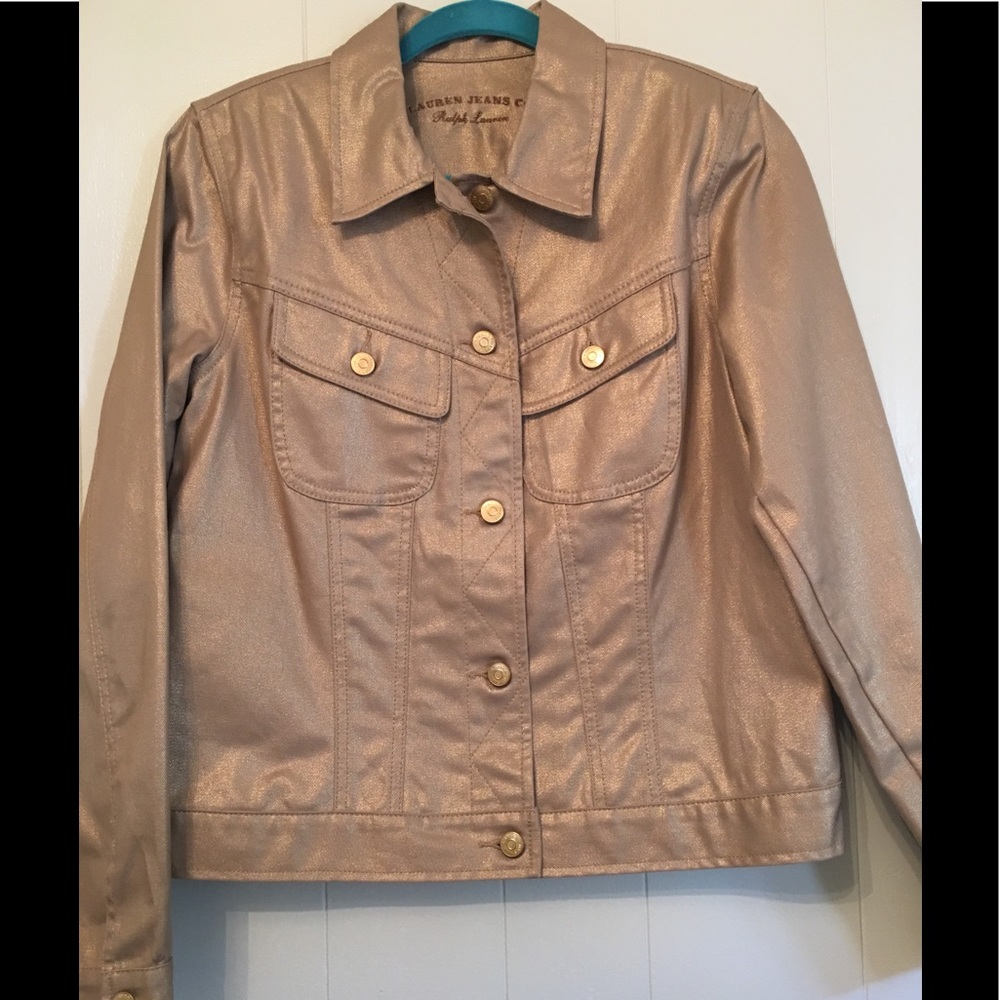 Ralph Lauren Gold Shimmer Jean Jacket - M